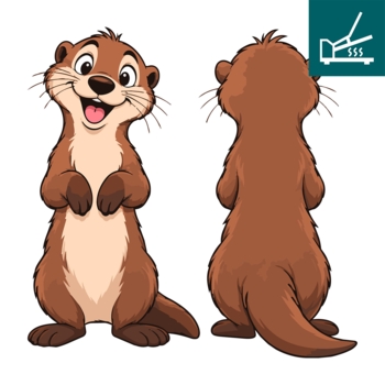 DTF / Textildruck / Bügelbild, Otter, 149x150 mm, für Baumwolle - Bild 1