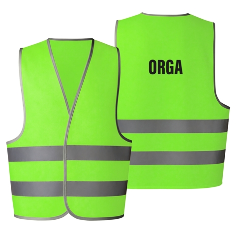 Korntex High-Vis Weste Passau, Herren, Neongrün, M/L, DTF-Druck ORGA (Schwarz) - Bild 1