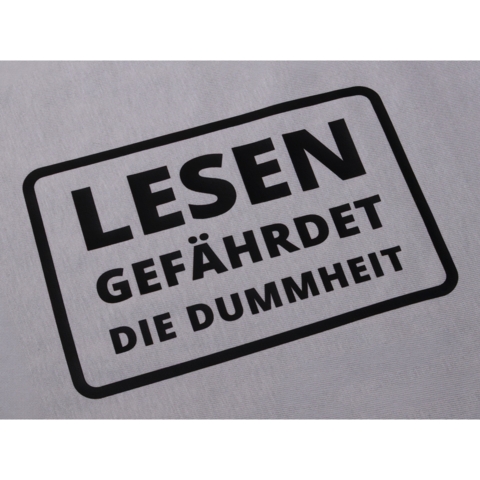 DTF / Textildruck / Bügelbild, Lesen gefährdet die Gesundheit, 150x99 mm, Schwarz, für Baumwolle - Bild 2