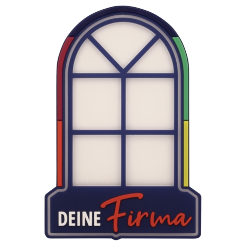 Beispielaufnäher/Veredelung, Rubbe/PVC/Gummi, semitransparentes Fenster, DEINE FIRMA - Bild 1