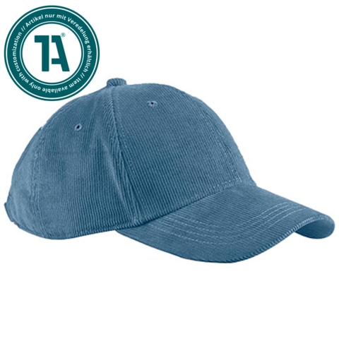 Beechfield EarthAware Organic Cord Baseball Cap, Blau / Slate Blue - Bild 1