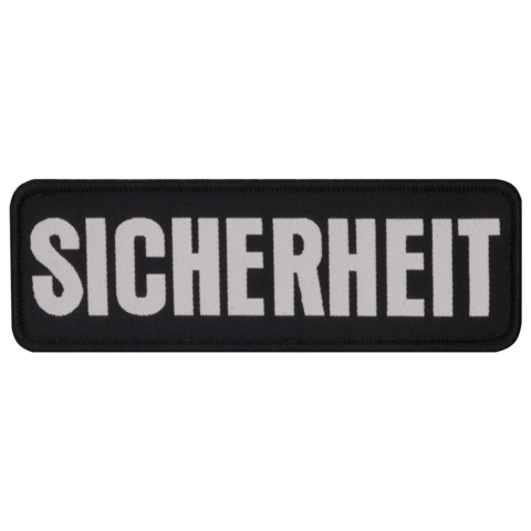 Aufnäher / Patch, gewebt, SICHERHEIT, Schwarz, 120x40 mm