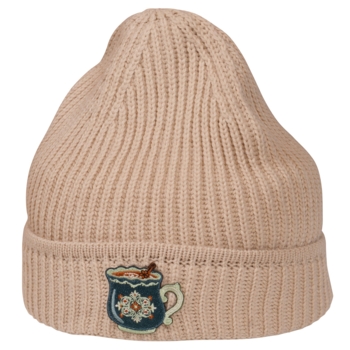 Atlantis Maple Beanie, Beige / Beige, mit gesticktem Aufnäher Weihnachtstasse - Bild 1