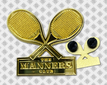 Pin Emaille gold zum Anstecken Tennisschläger
