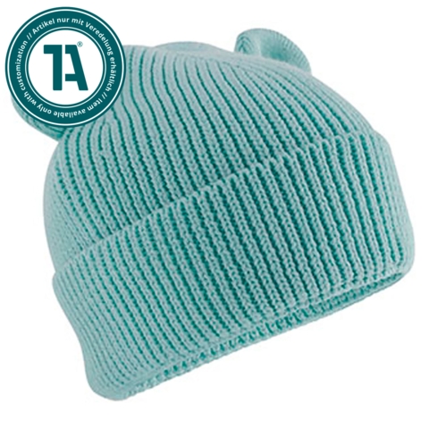 Beechfield Organic Baby Bear Beanie, Türkis / Dusty Turquoise, 6-12 Monate - Bild 1
