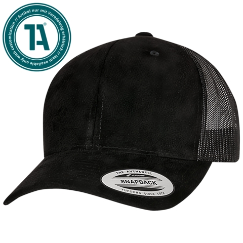 FLEXFIT Cap Suede Leather Trucker Black/Schwarz - Bild 1