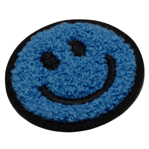 Aufnäher / Patch, Chenille, Smiley, Klebefläche, Petrol, 50x50 mm - Bild 2
