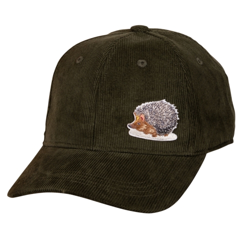 Beechfield EarthAware Organic Cord Baseball Cap, Grün / Forest Night, mit gesticktem Aufnäher Igel - Bild 1