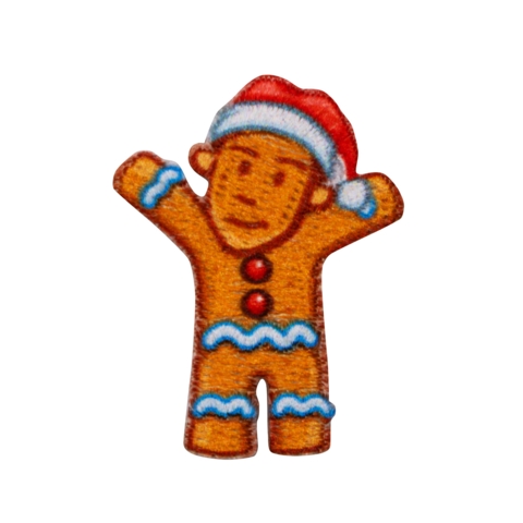 Aufnäher / Patch, gestickt+, Lebkuchenmännchen mit Mütze, 22mm hoch - Bild 1