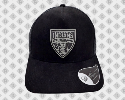 Schwarze Cap mit EC Hannover Indians PVC Rubber Patch – Sportliches Emblem mit Aufnähservice.