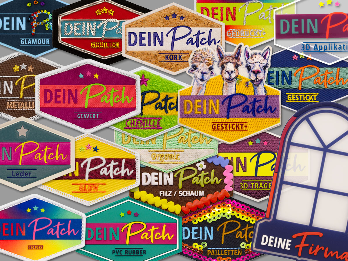 Übersicht Patcharten – Dein Patch individuell: gestickt, gedruckt, Leder, Kork, Chenille, 3D