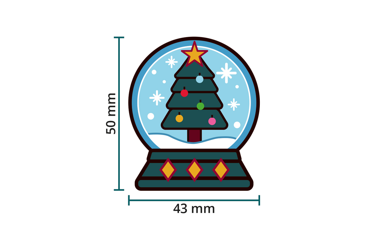 DTF / Textildruck / Bügelmotiv, Schneekugel - Größentabelle / Sizechart