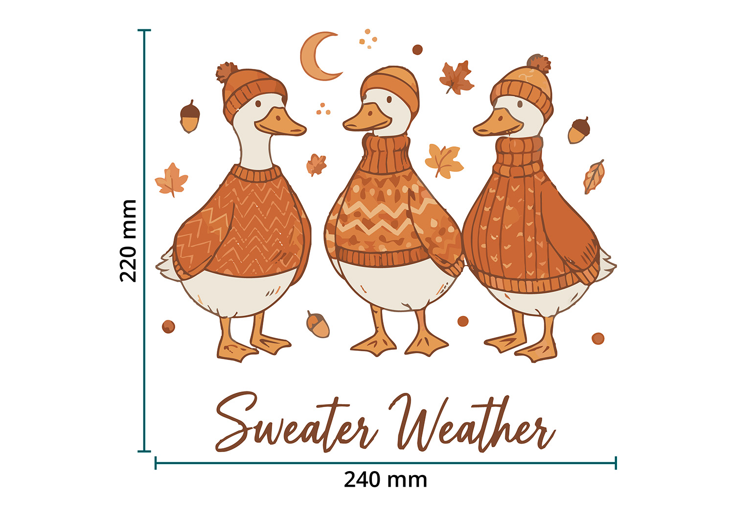 DTF / Textildruck / Bügelbild, Sweater Weather Gänse - Größentabelle / Sizechart