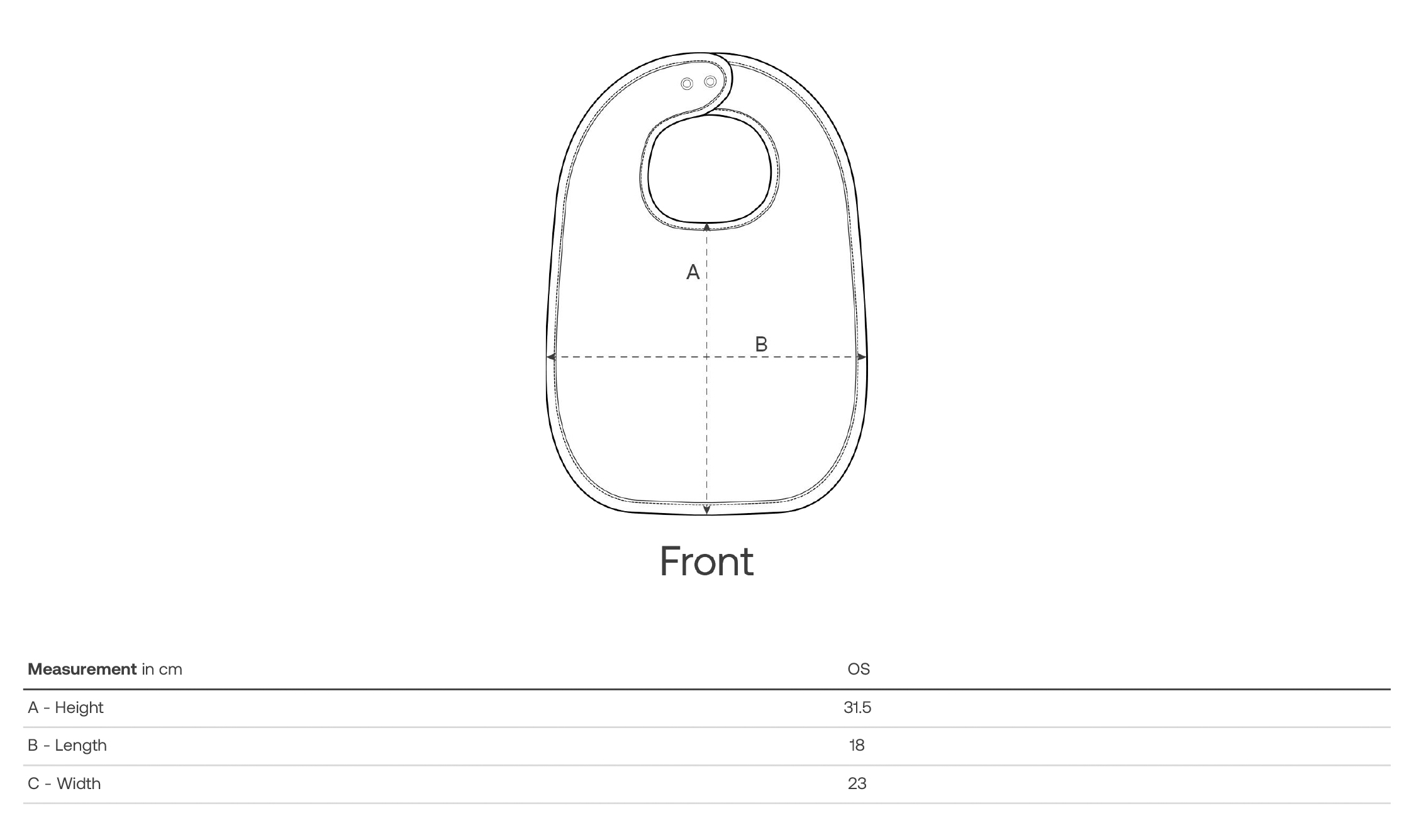 Stanley/Stella Kleinkind-Lätzchen Baby Bib - Größentabelle / Sizechart