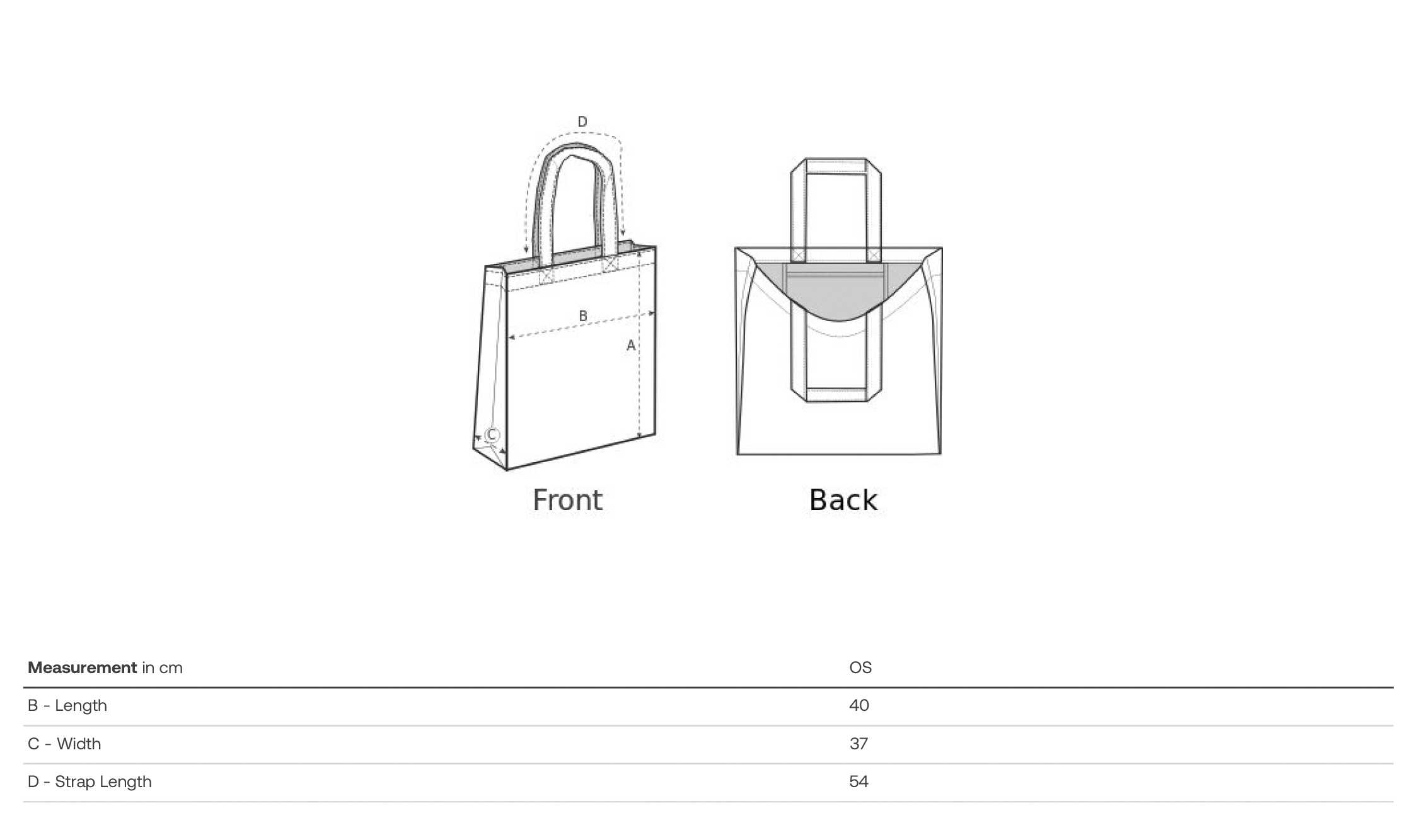 Stanley/Stella Tragetasche Mid Tote Bag - Größentabelle / Sizechart