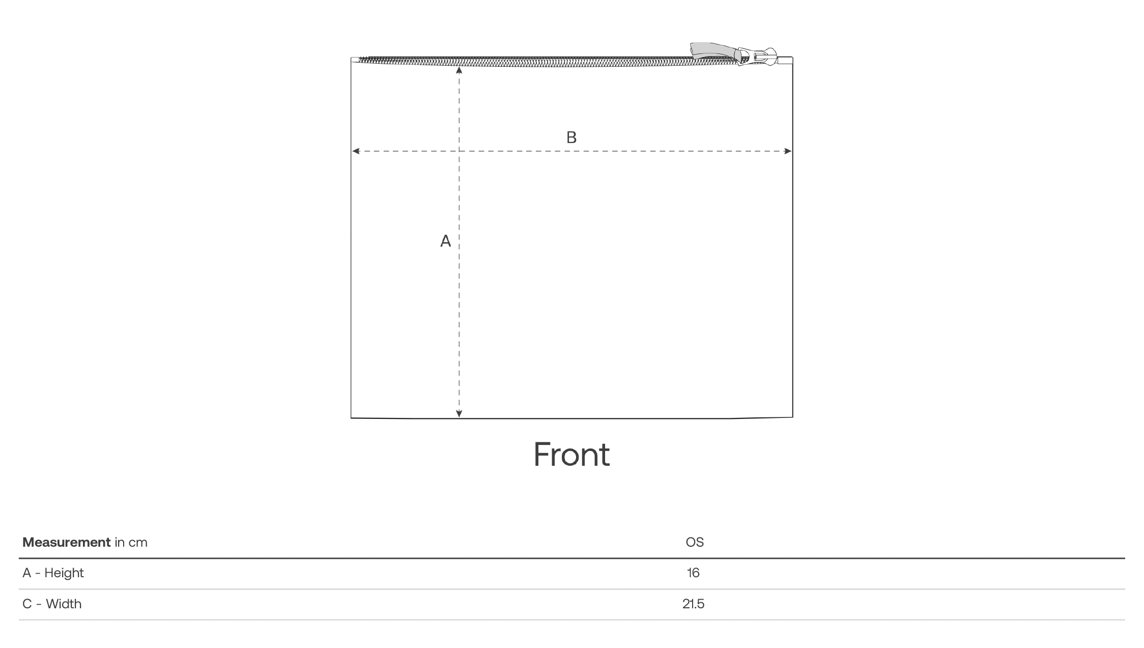 Stanley/Stella Federmappe Pencil Case - Größentabelle / Sizechart