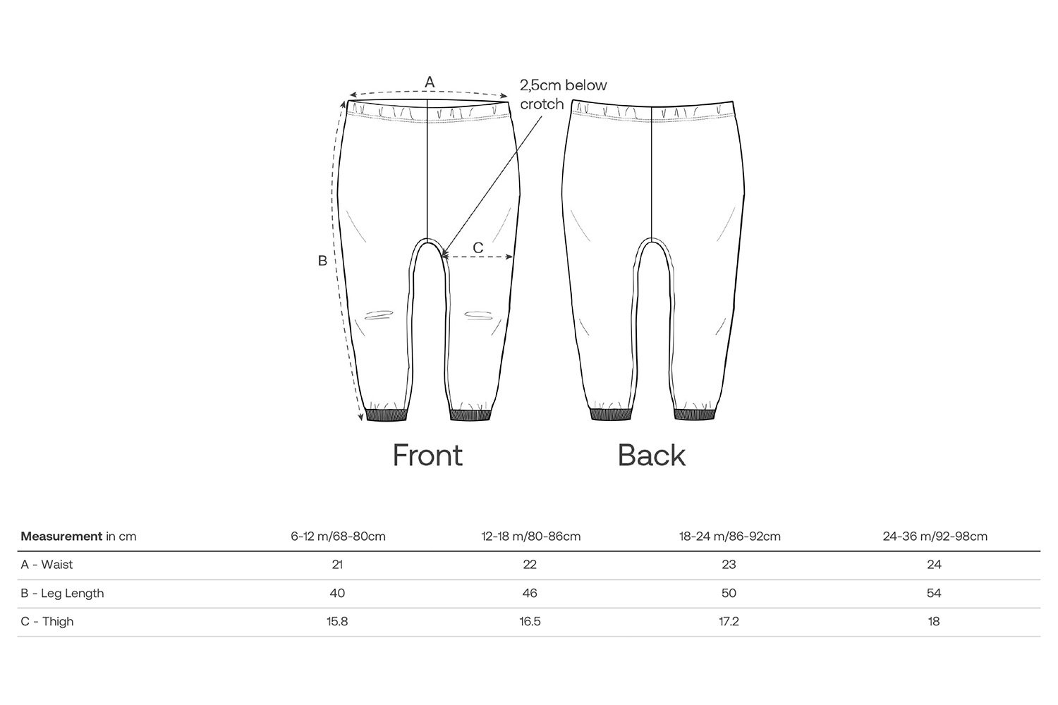 Stanley/Stella Kleinkind-Jogginghose Baby Tumbler - Größentabelle / Sizechart