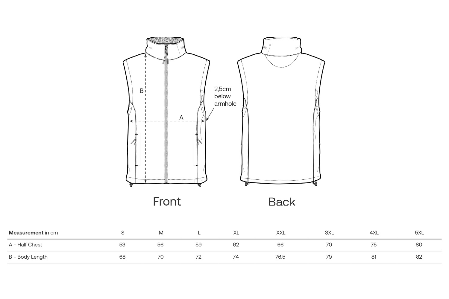 Stanley/Stella Softshell-Weste Stanley Trail Blazer - Größentabelle / Sizechart