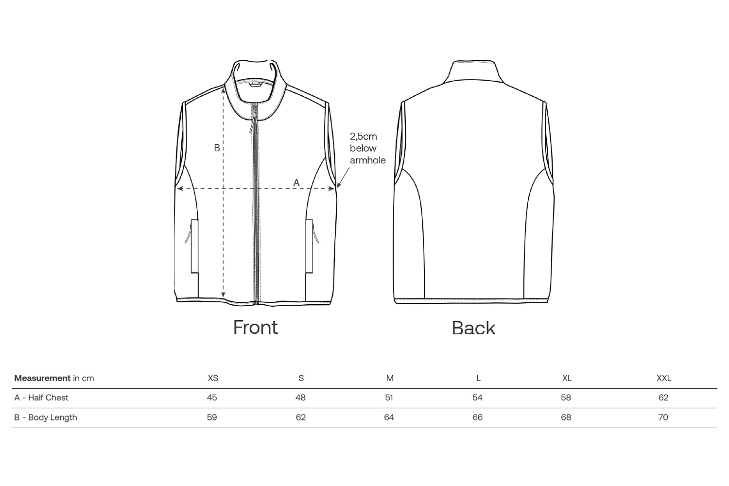 Stanley/Stella Fleece-Weste Stella Quester - Größentabelle / Sizechart
