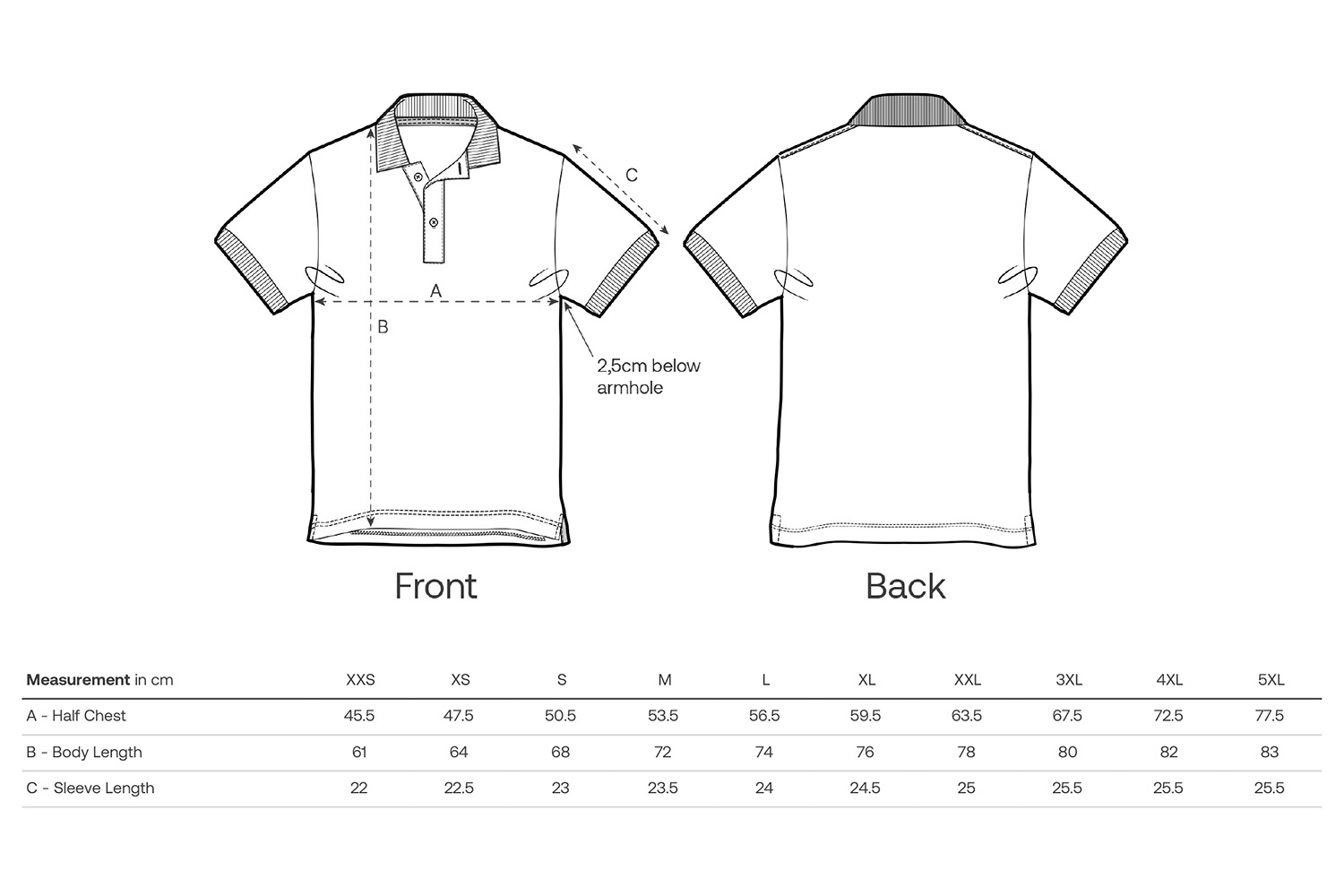 Stanley/Stella Poloshirt Prepster 2.0 - Größentabelle / Sizechart