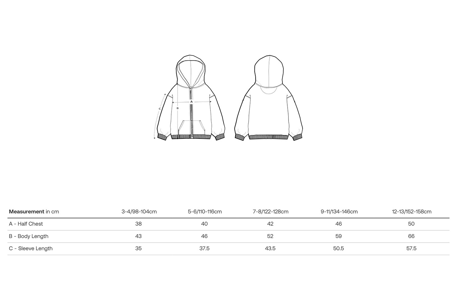 Stanley/Stella Kinder-Hoodie Mini Cultivator 2.0 - Größentabelle / Sizechart