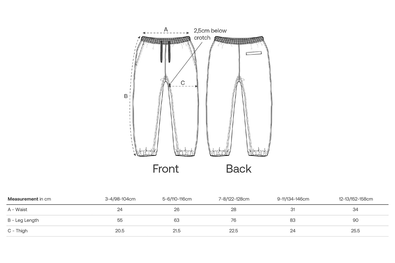 Stanley/Stella Kinder-Jogginghose Mini Mover 2.0 - Größentabelle / Sizechart