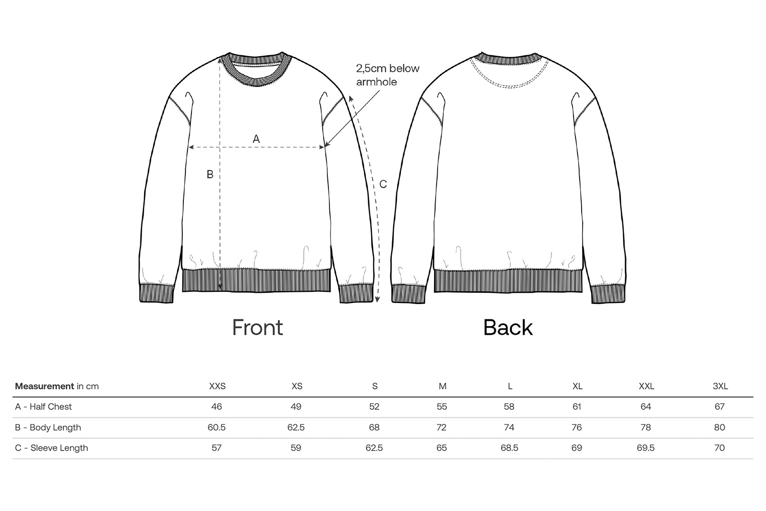 Stanley/Stella Sweatshirt Matcher Vintage - Größentabelle / Sizechart