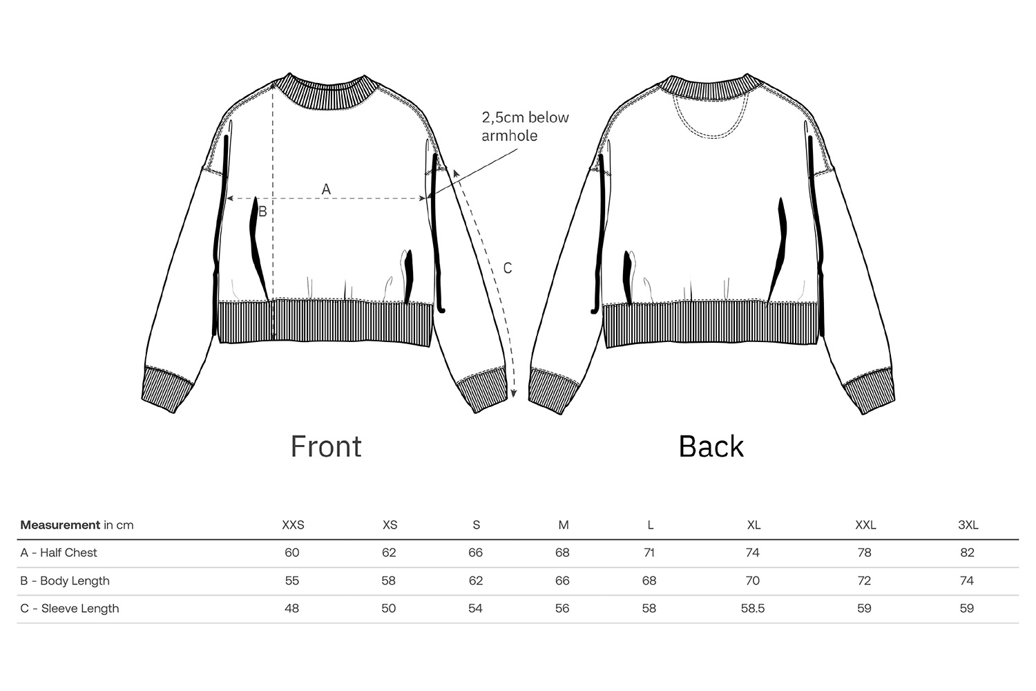 Stanley/Stella Sweatshirt Ryler - Größentabelle / Sizechart