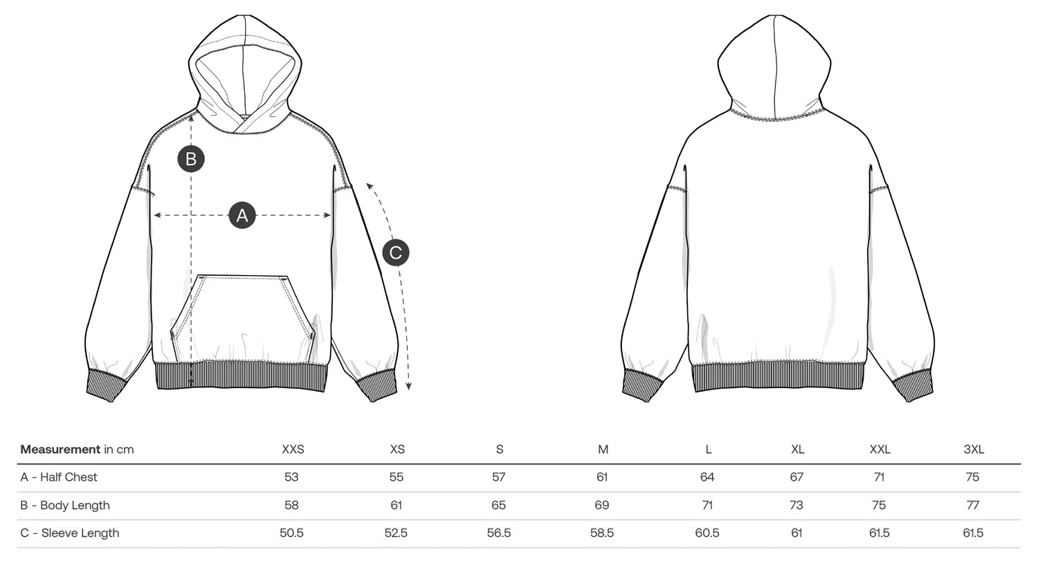 Stanley/Stella Hoodie Chaser Vintage - Größentabelle / Sizechart