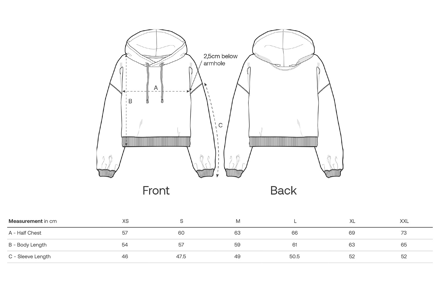 Stanley/Stella Hoodie Stella Nora - Größentabelle / Sizechart