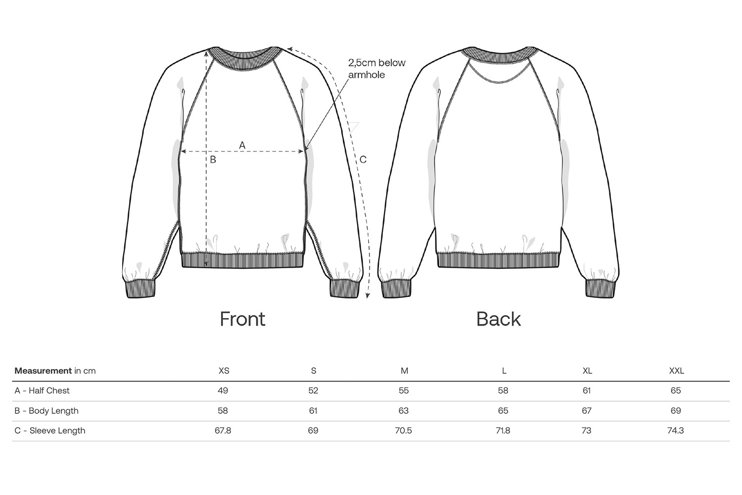 Stanley/Stella Sweatshirt Stella Clara - Größentabelle / Sizechart