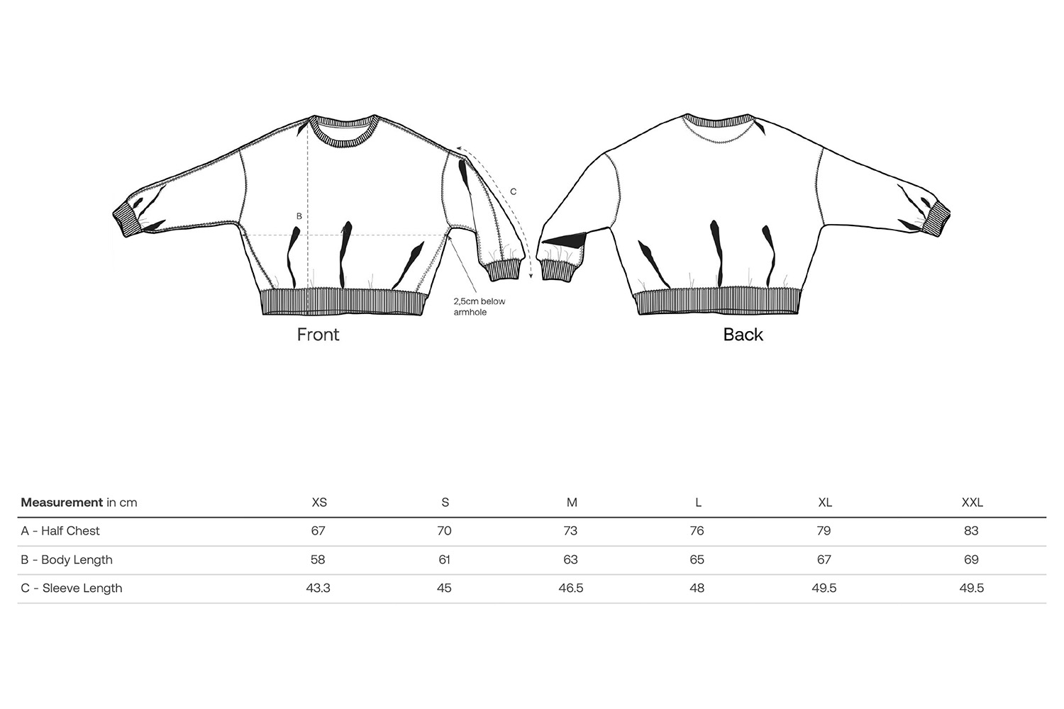 Stanley/Stella Sweatshirt Stella Lianna - Größentabelle / Sizechart