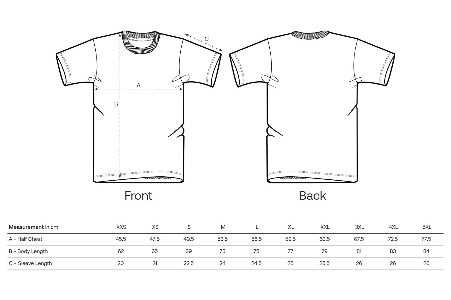 Stanley/Stella T-Shirt Creator 2.0 - Größentabelle / Sizechart