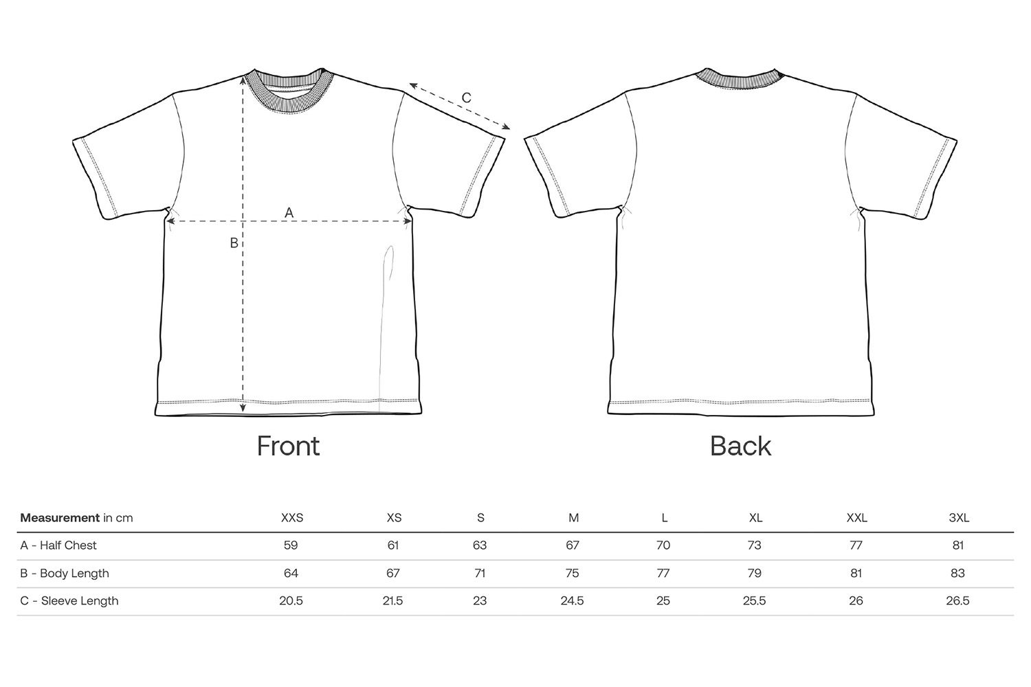 Stanley/Stella T-Shirt Blaster 2.0 - Größentabelle / Sizechart