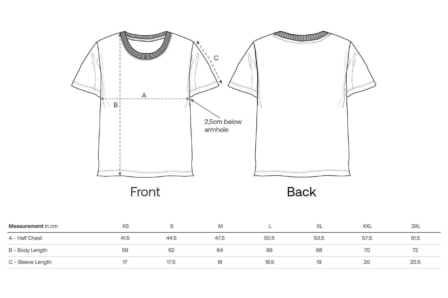 Stanley/Stella T-Shirt Stella Expresser 2.0 - Größentabelle / Sizechart