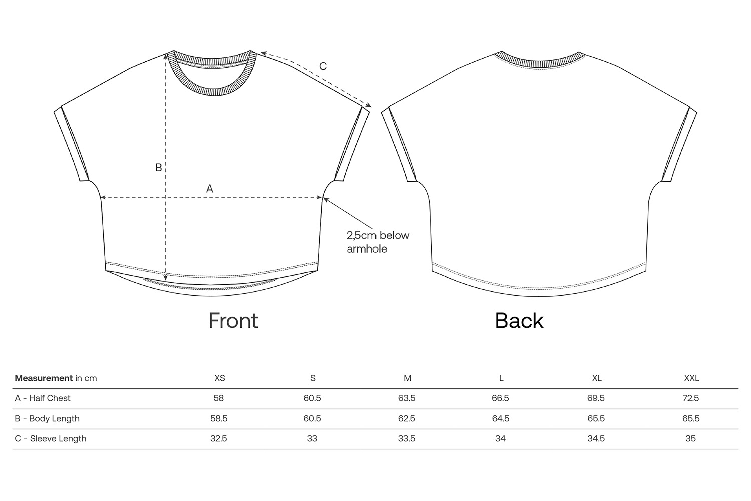 Stanley/Stella T-Shirt Stella Collider - Größentabelle / Sizechart