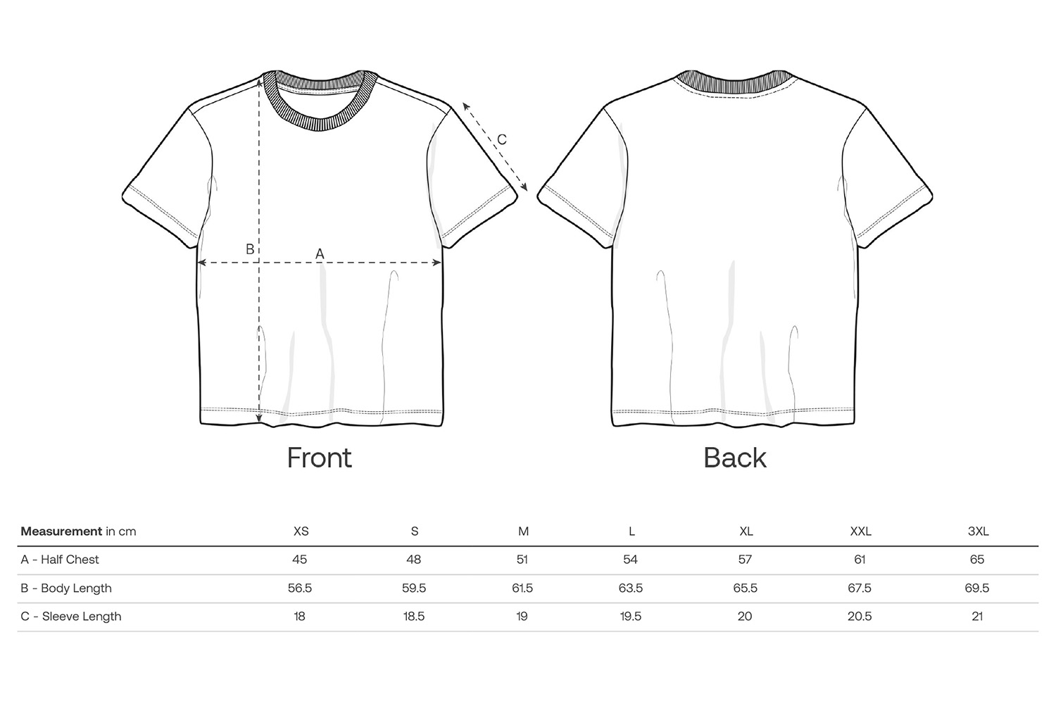Stanley/Stella T-Shirt Stella Muser - Größentabelle / Sizechart