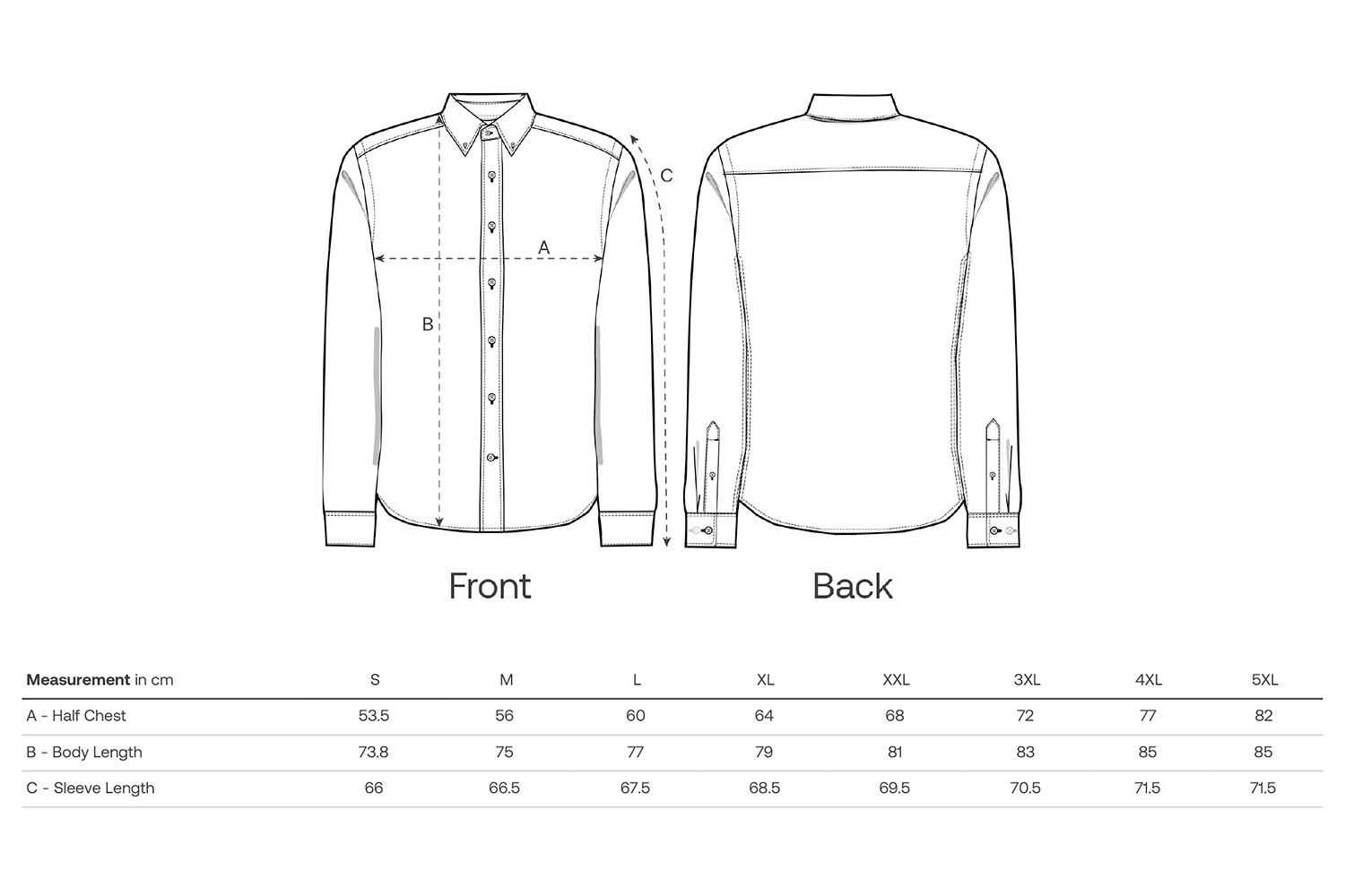 Stanley/Stella Jeanshemd Stanley Denim Shirt - Größentabelle / Sizechart