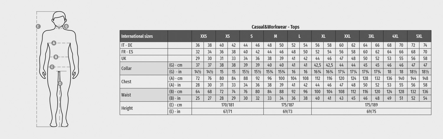 PAYPER Softshell-Jacke Creek Vest L.I.T., Unisex - Größentabelle / Sizechart