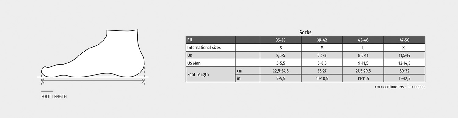 PAYPER Socken Magic, Unisex - Größentabelle / Sizechart