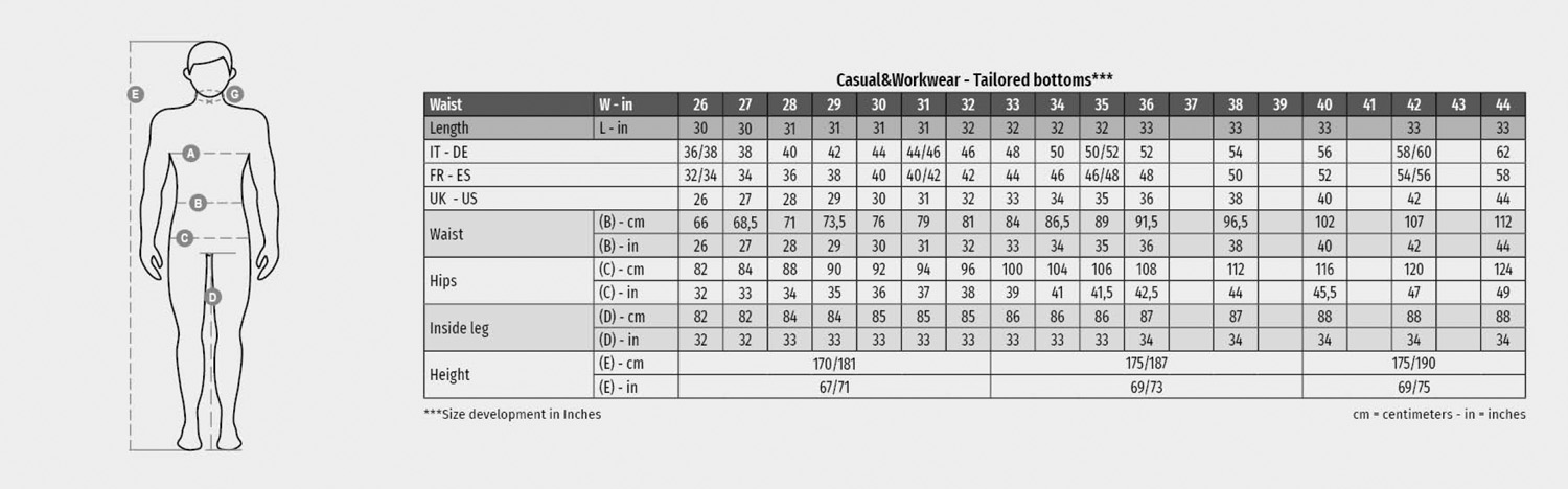 PAYPER Hose Trendy, Unisex - Größentabelle / Sizechart