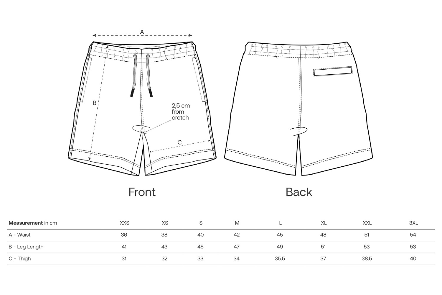 Stanley/Stella Joggingshorts Trainer 2.0 - Größentabelle / Sizechart