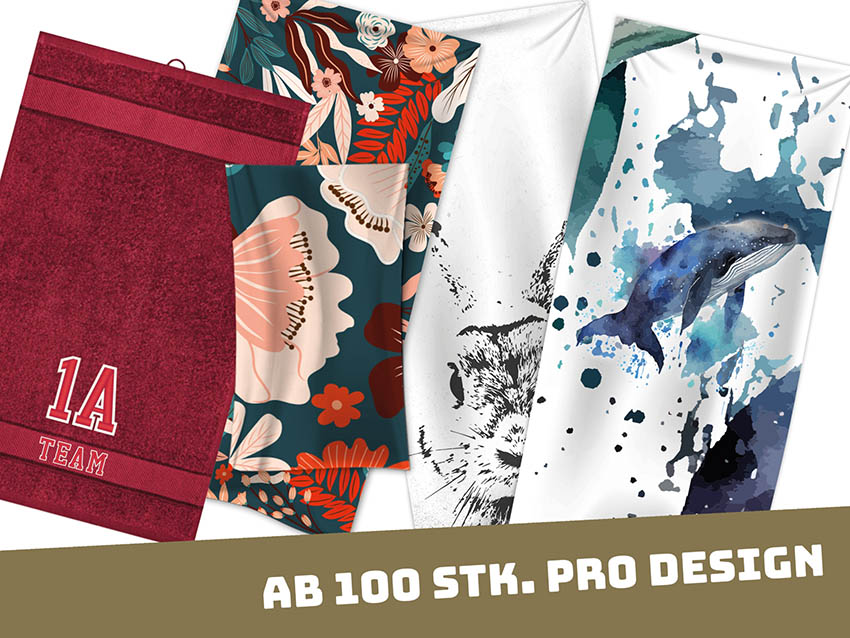 Individuelle Handtücher All Over Print selbst gestalten Vollflächig bedruckt fotorealistisch Customize